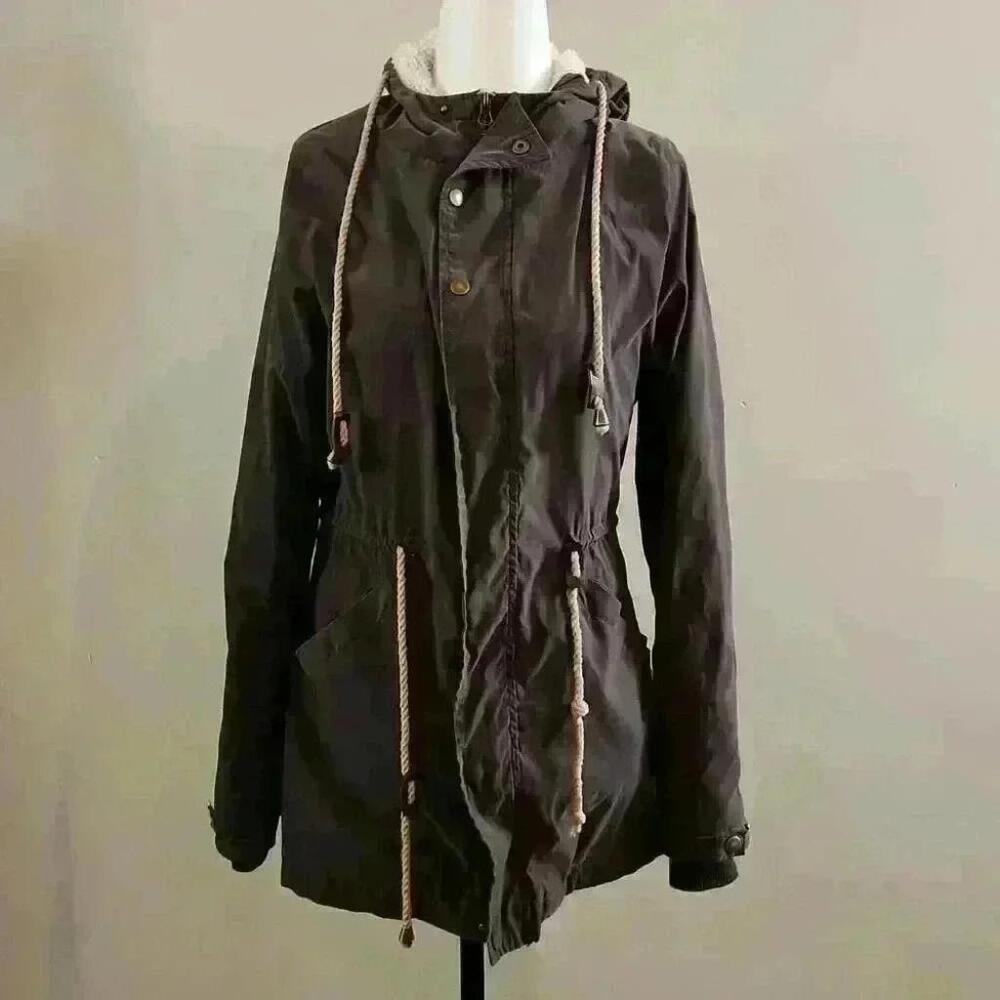 Outer Wear Ladies Gray Soft Velvet Jacket With Fleece Lined Hood Us Xs